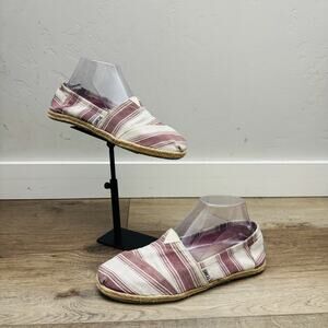 TOMS Classic Red Umbrella Stripe Slip On Alpargatas Women’s Size 8